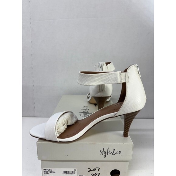 Style & Co Women's Paycee Sandals Ankle Strap Dress White Textured Print Sz 8.5M - Picture 2 of 7